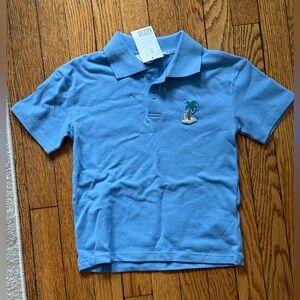 H&M Light Blue Kids Polo with Palm Tree Patch - Size 4-6 - NWT